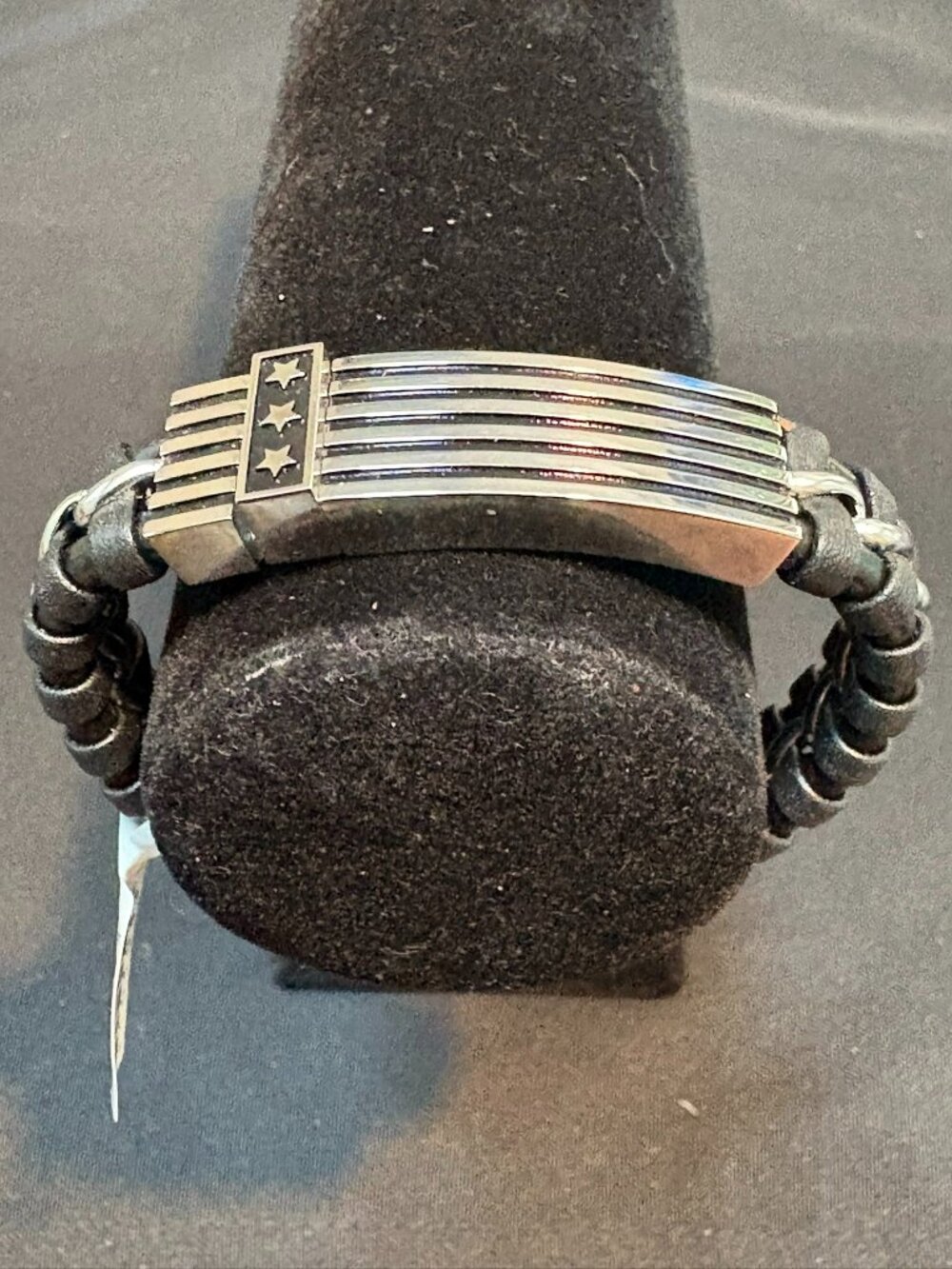 SHJ Stars and Stripes with Leather/Chain 8" Bracelet